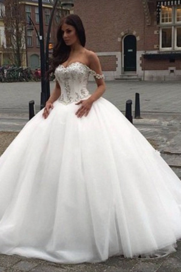 off the shoulder princess wedding dress