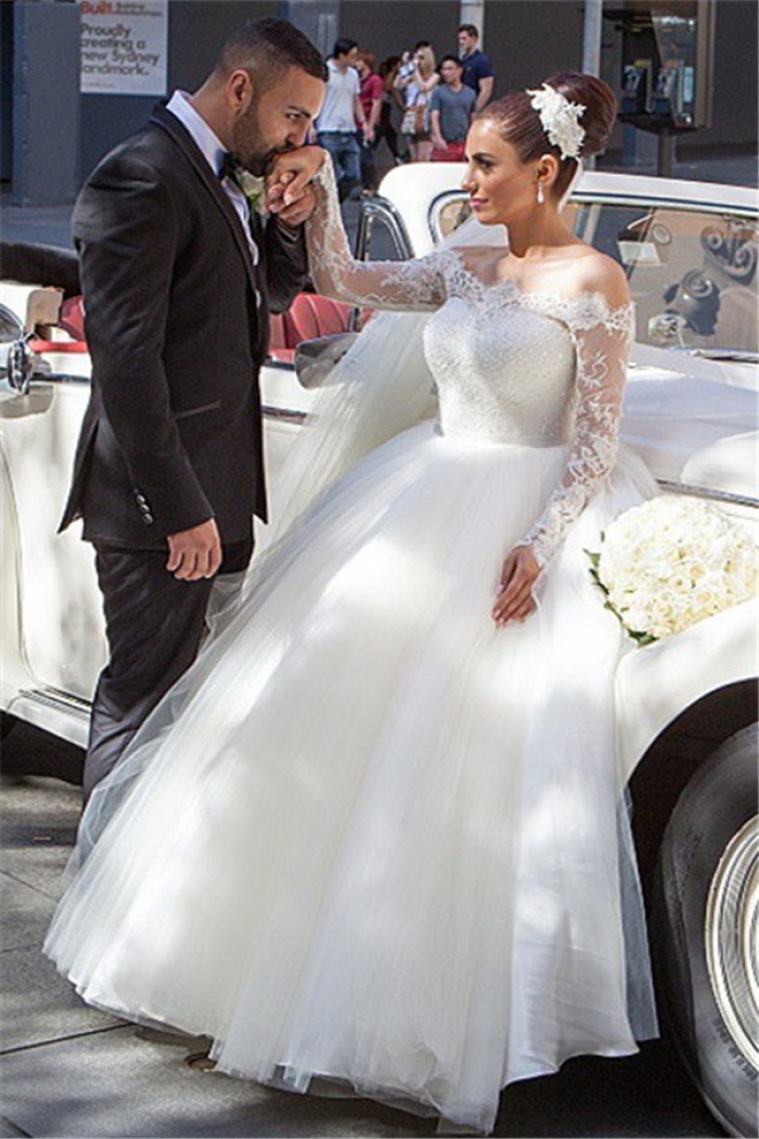 long sleeve princess wedding dress