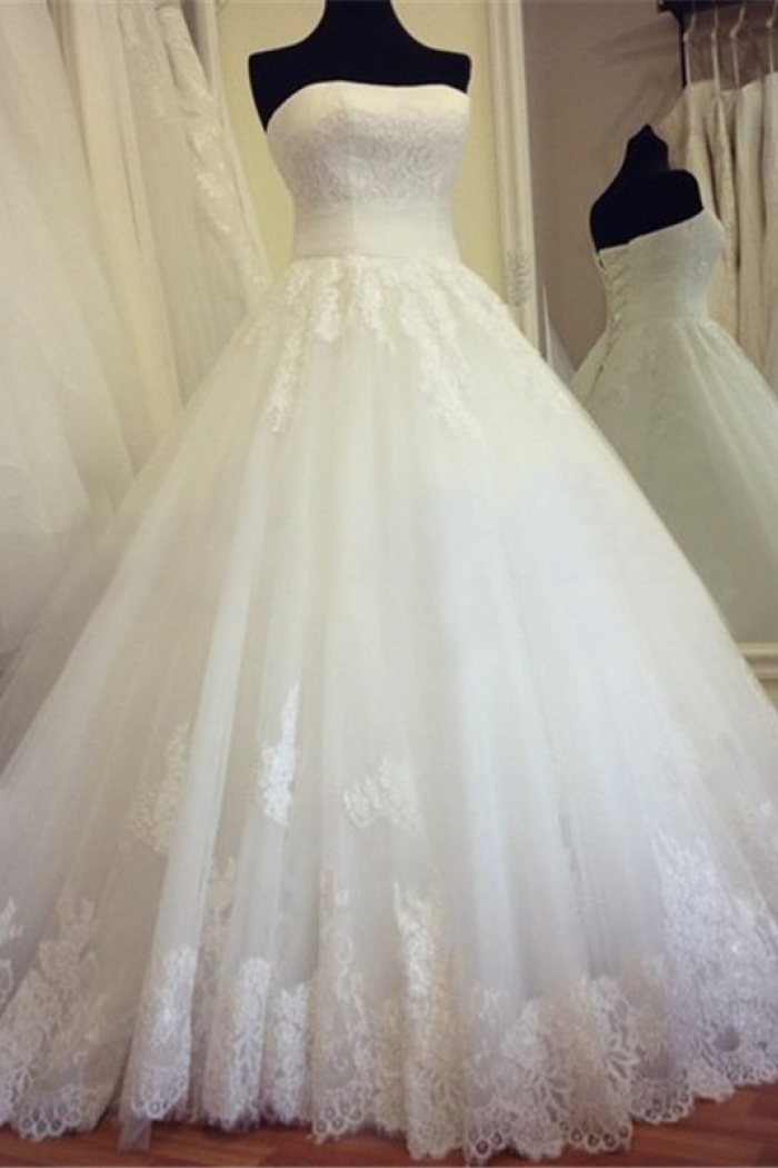 strapless lace bridal gowns