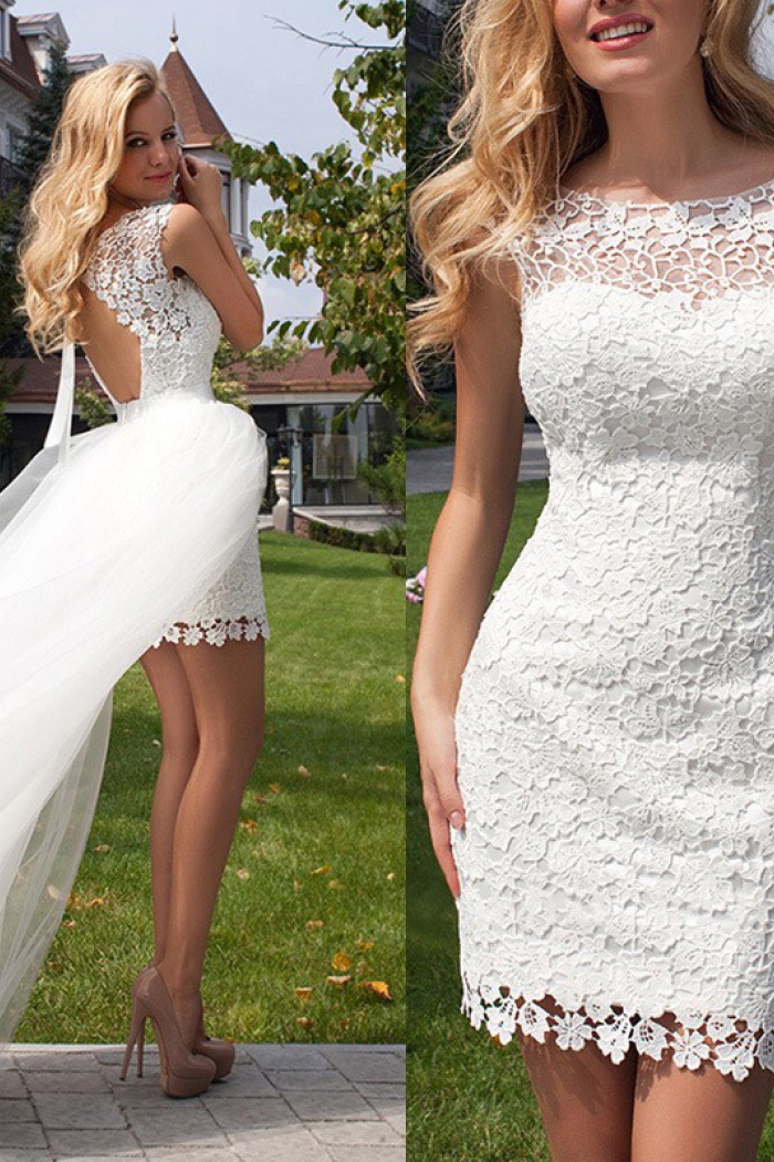 short lace bridal dress