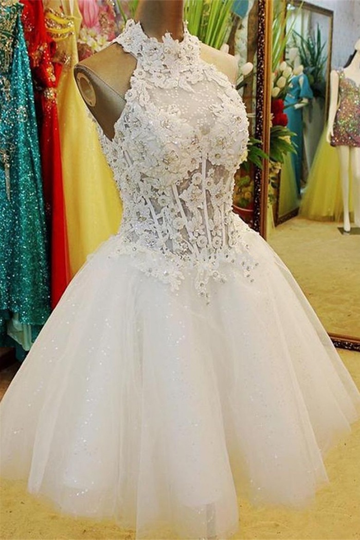 white mini wedding dress