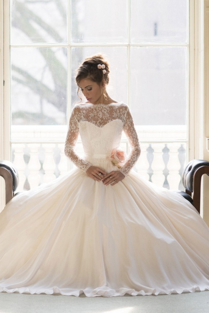 long sleeve princess wedding dress