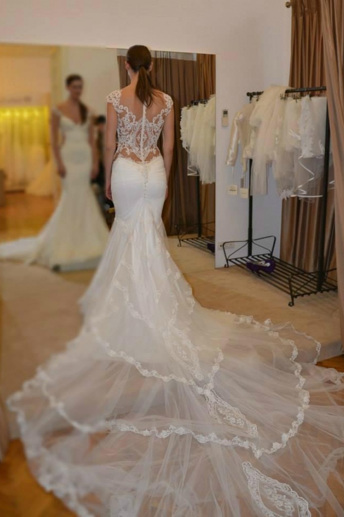 white lace bridal dress