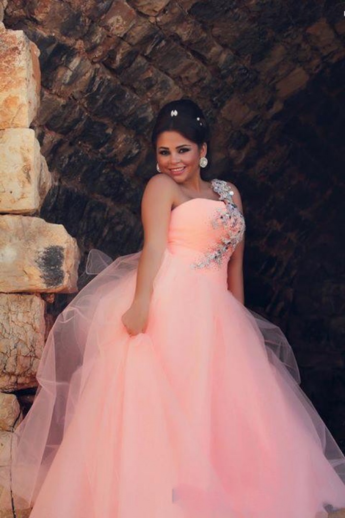 pink wedding dress plus size