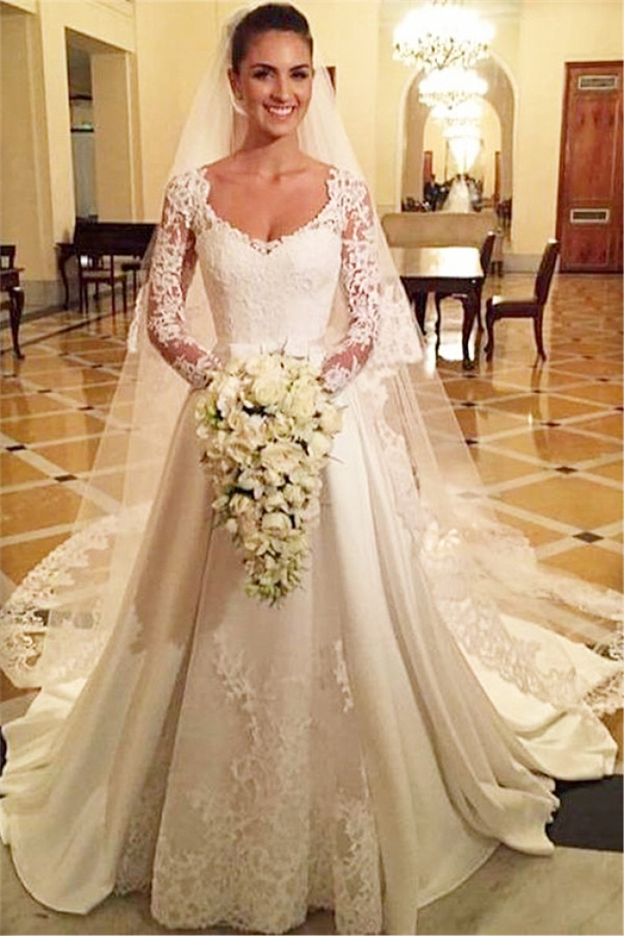 wedding dresses with sleeves cheap