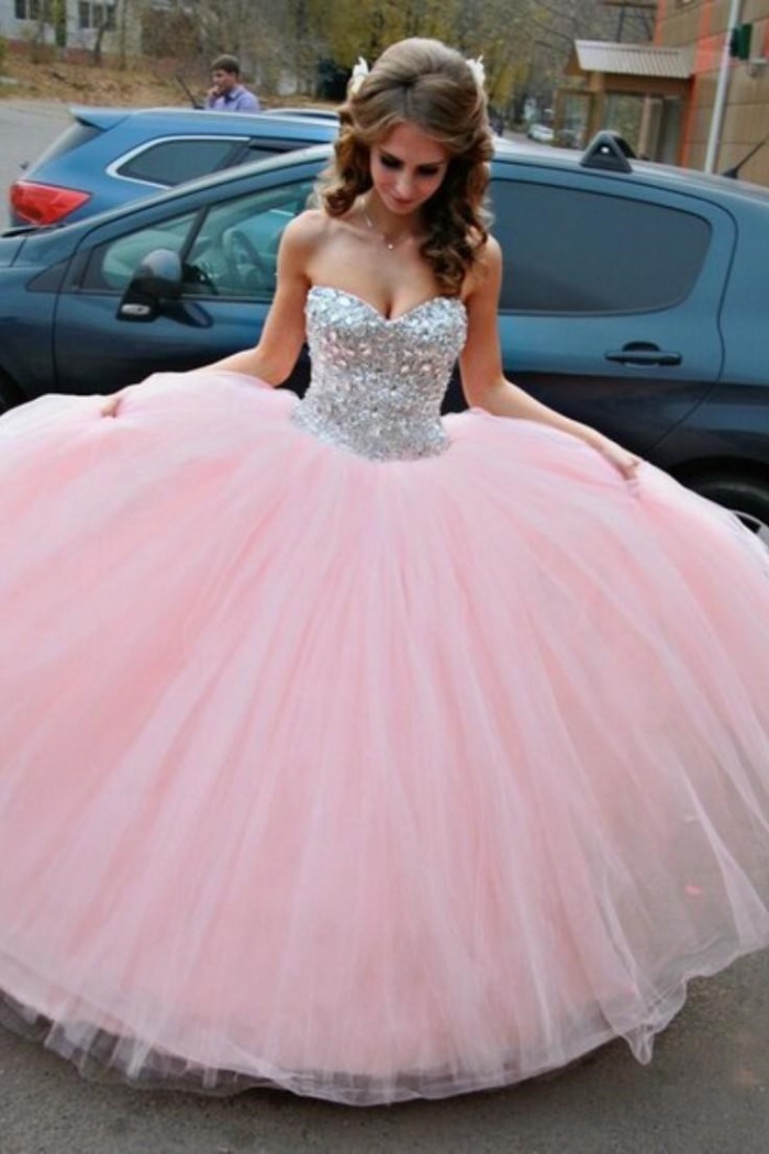 pink ball gown wedding dress