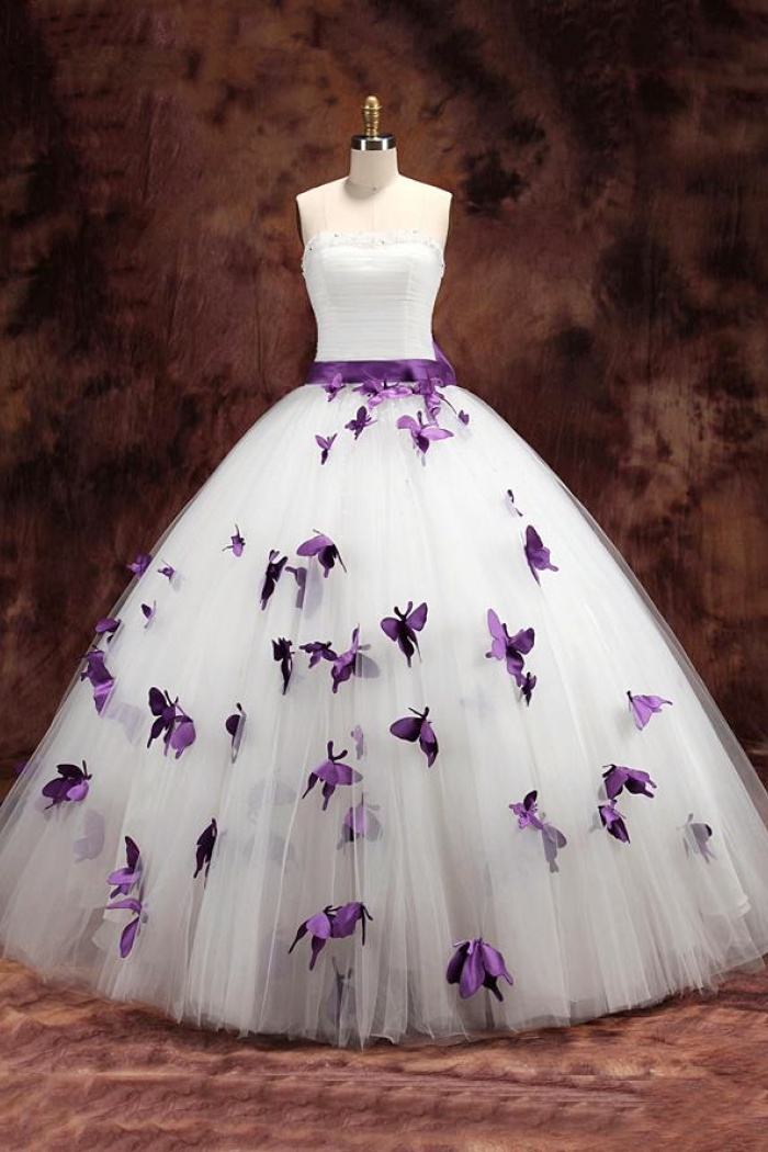 purple and white dress