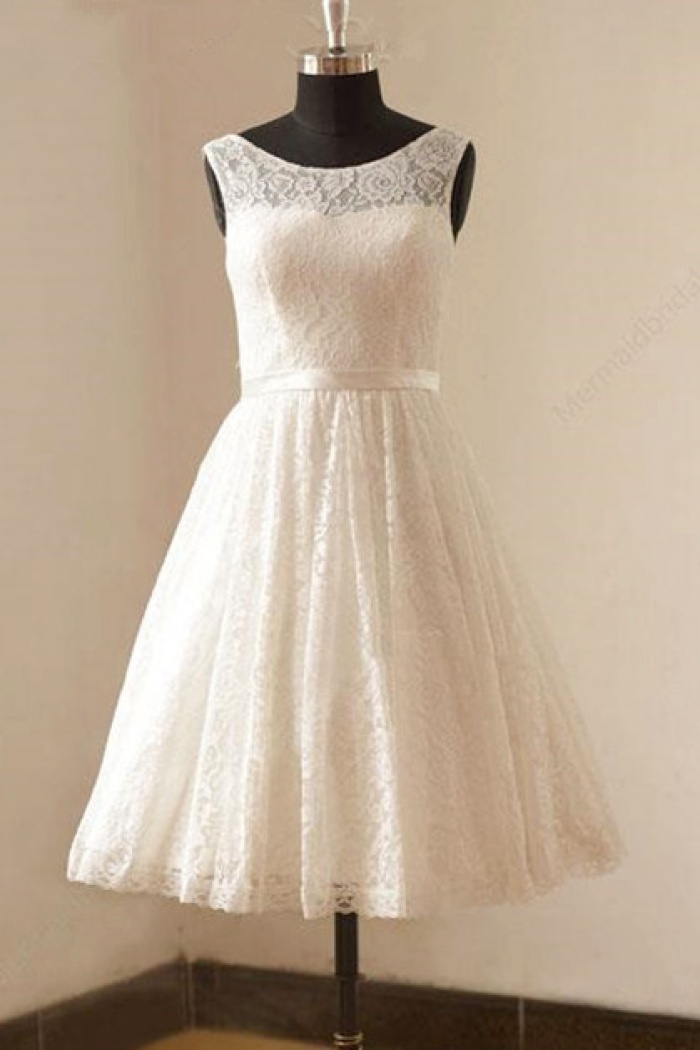 Cute White Short Lace Beach Wedding Dresses Cheap Knee Length Zipper Popular Summer Prom Dress For Women