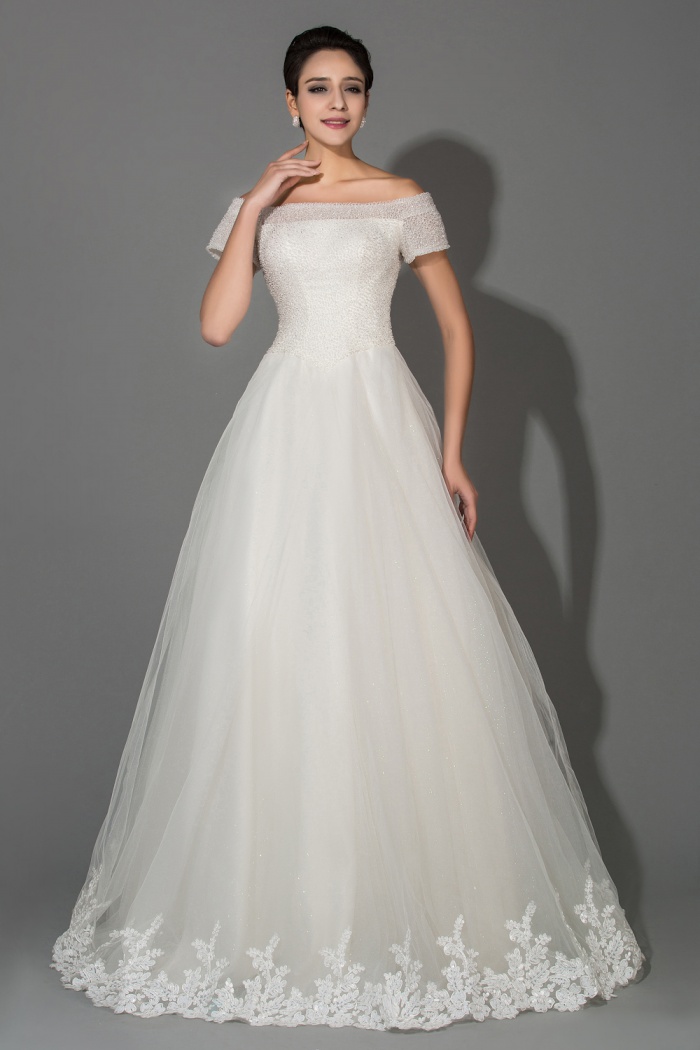 short sleeve ball gown