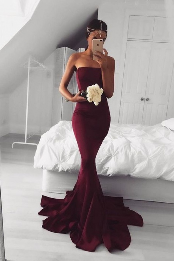 burgundy formal dress