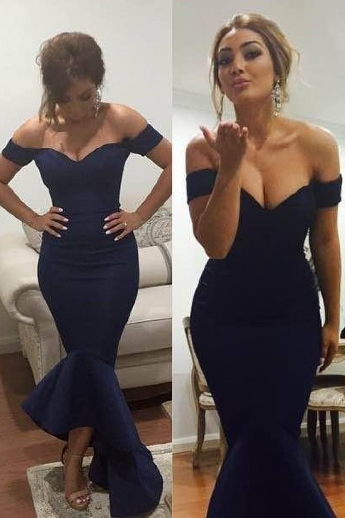 navy blue asymmetrical dress