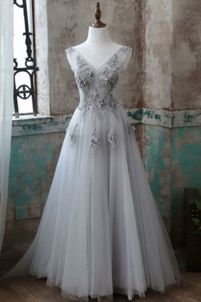 a line grey dress