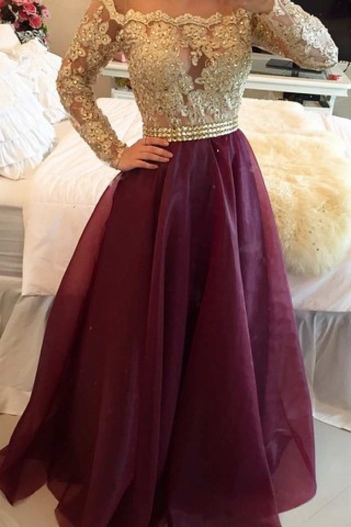 burgundy and gold gown