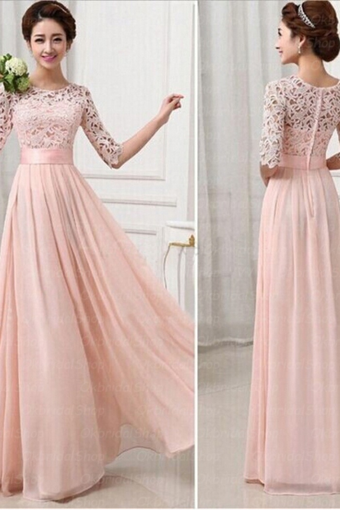pink lace long sleeve dress