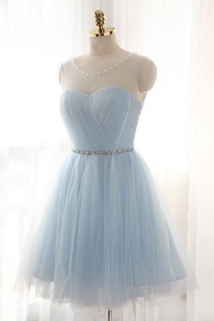 blue prom short dresses