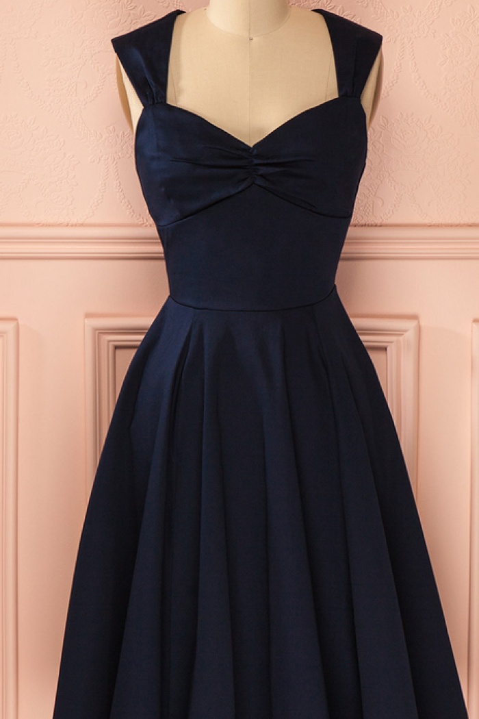 navy blue mid length dress