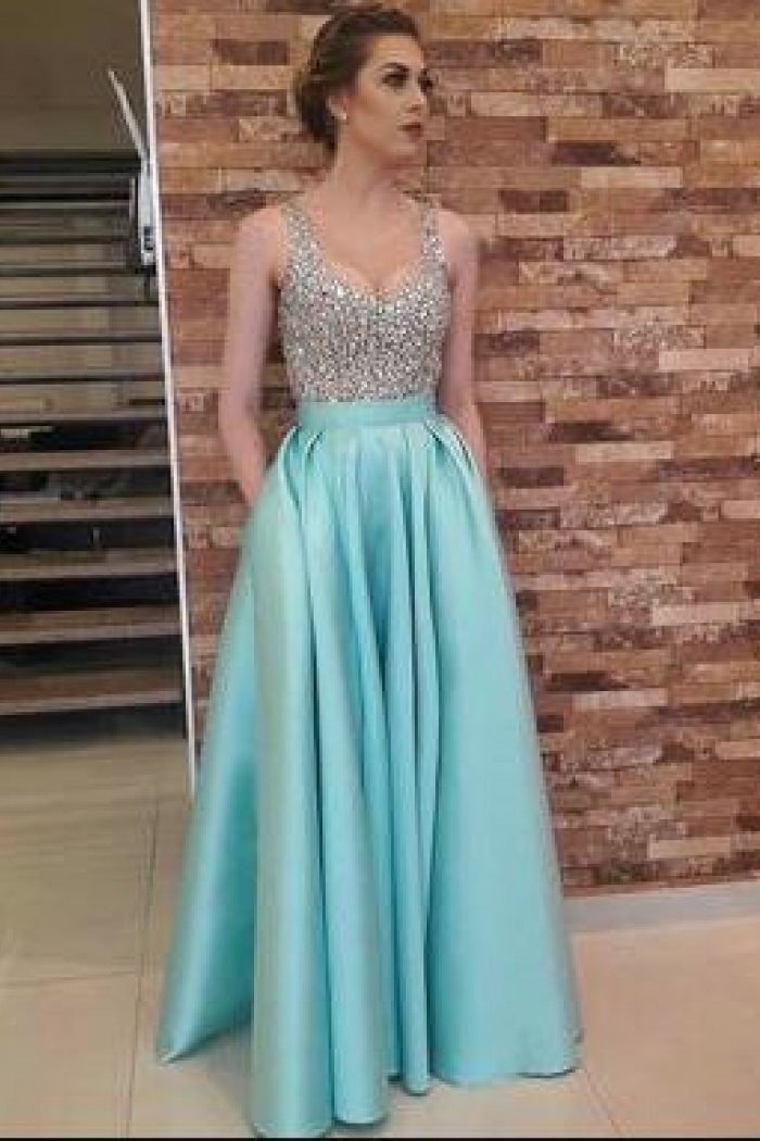 long beaded prom dress