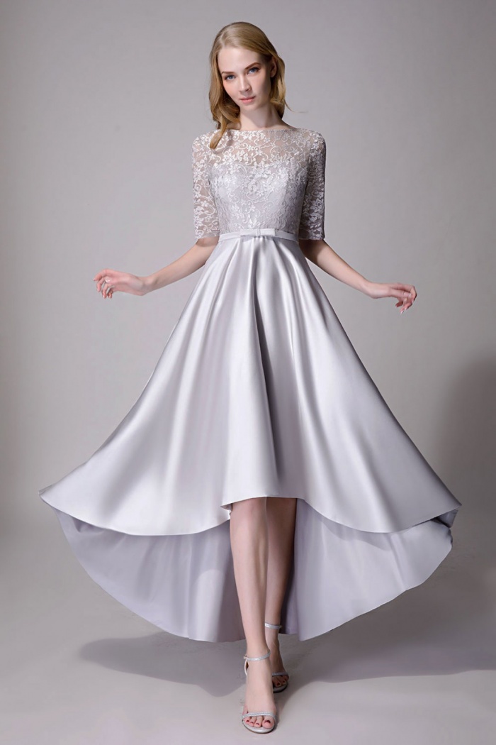 scoop back bridesmaid dress Chic Sleeveless Scoop Lace Bridesmaid Dresses with Keyhole Back