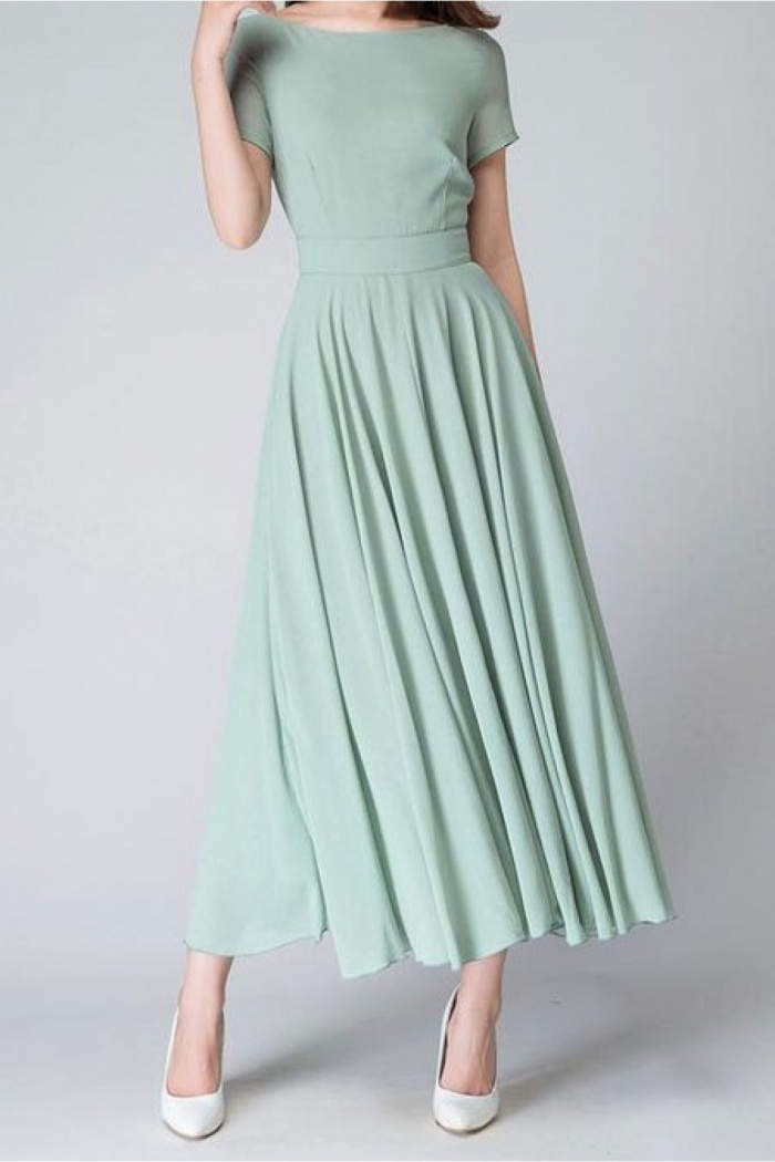 short sleeve ankle length dress
