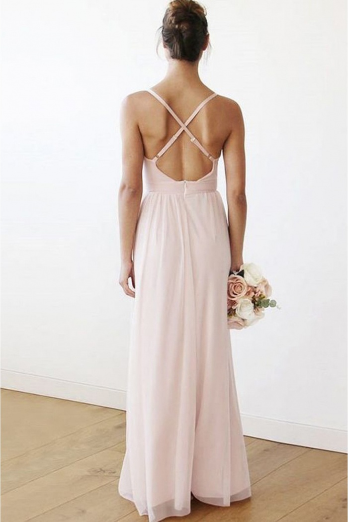 blue dress for baby girl Satin Side Slit Criss Cross Back Midi Bridesmaid Dress 14 / Mauve