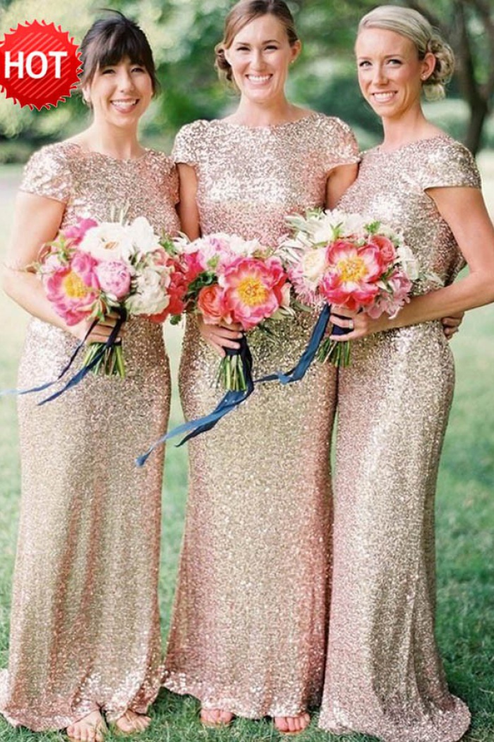 pink sequin bridesmaid dress