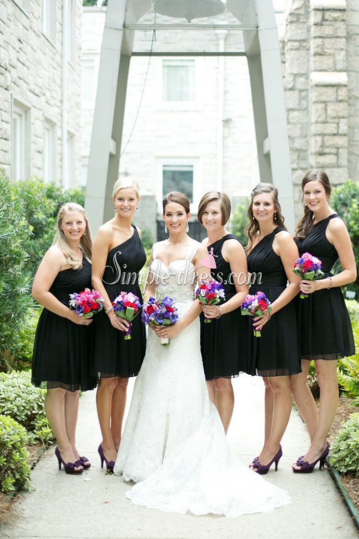 black knee length bridesmaid dress