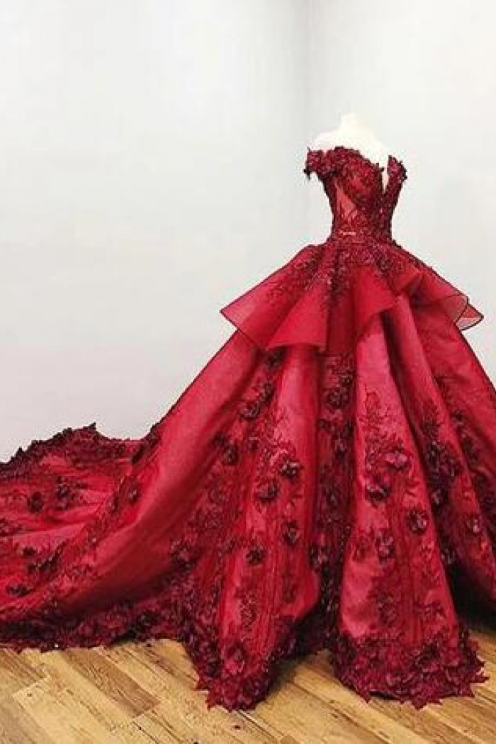 Charming Mermaid Wine Red Ball Gown Prom Dress With Beads - Wisebridal.com Charming Mermaid Wine Red Ball Gown Prom Dress With Beads - Wisebridal.com