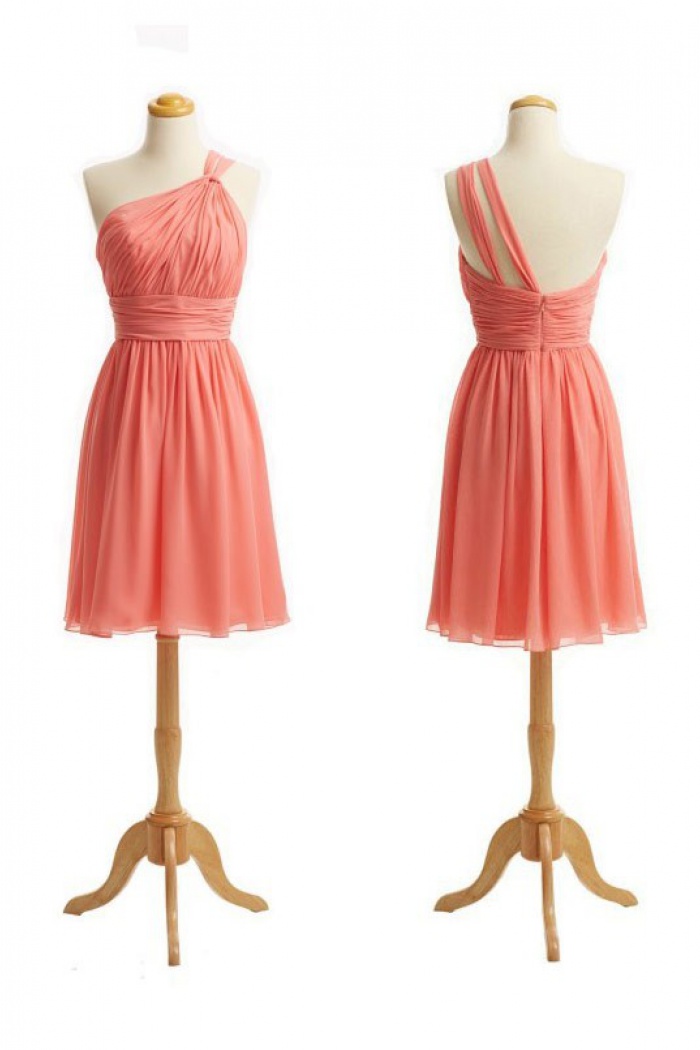 short coral bridesmaid dresses