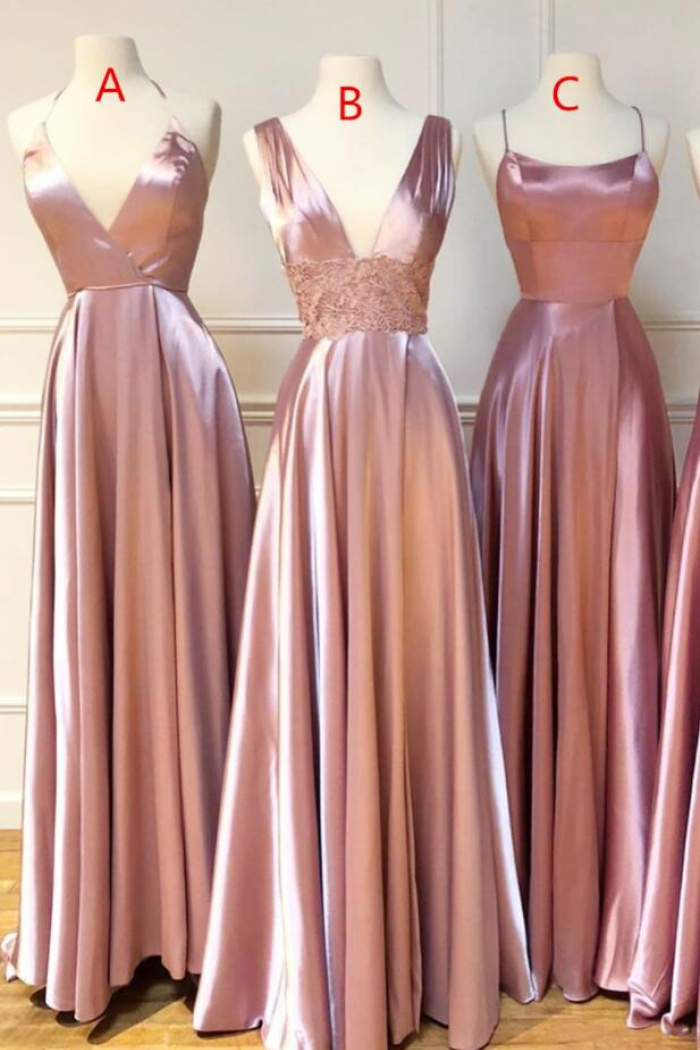 A Line Pink Bridesmaid Dresses for Wedding