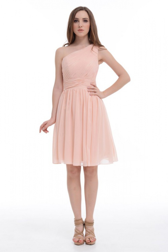 peach knee length dresses