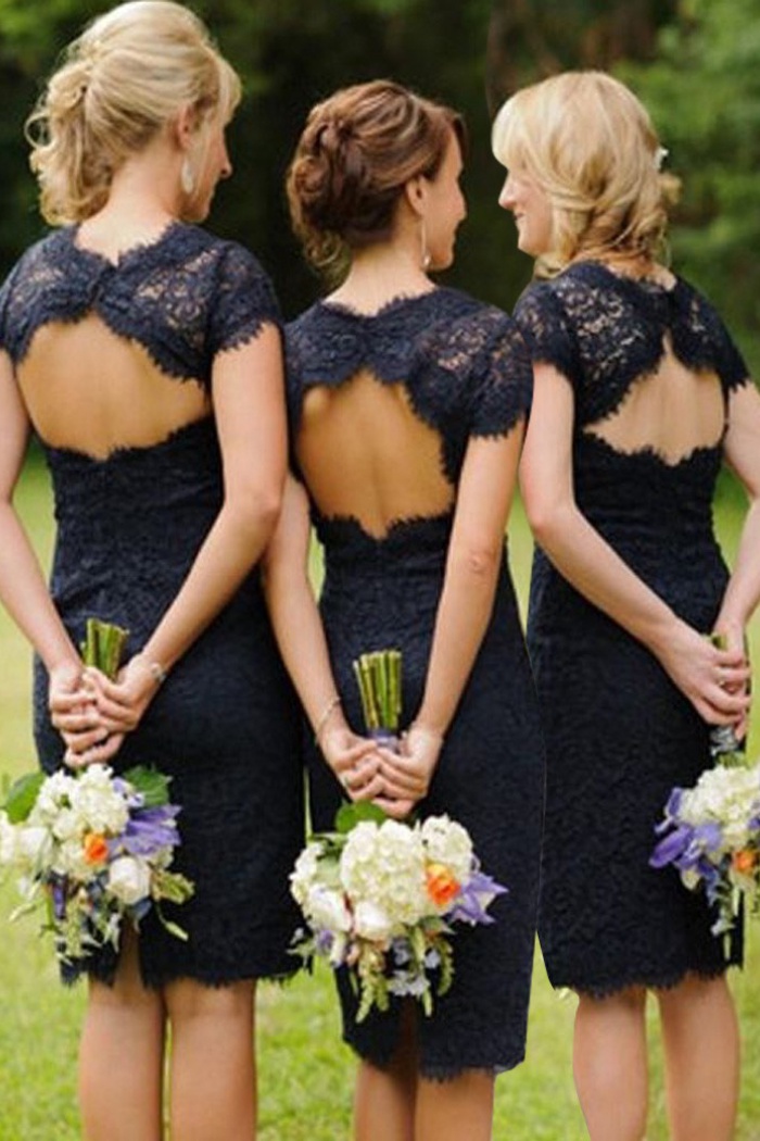 navy blue bridesmaid dresses short