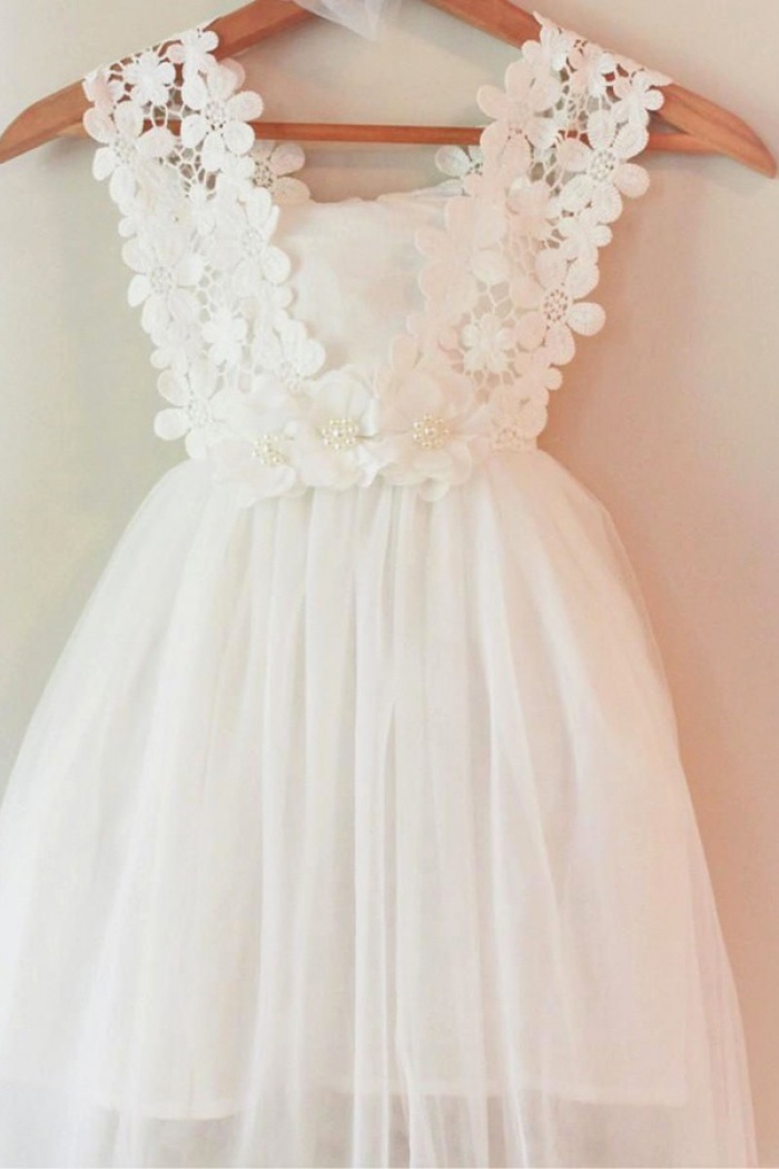 lace ivory flower girl dress