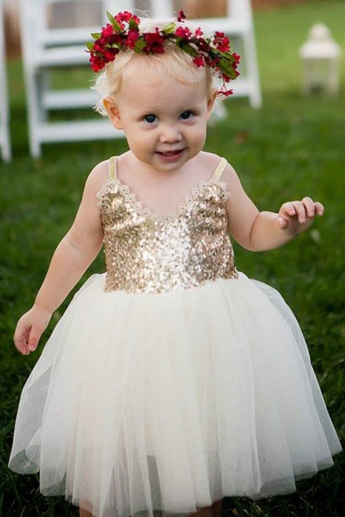 sequin and tulle flower girl dress