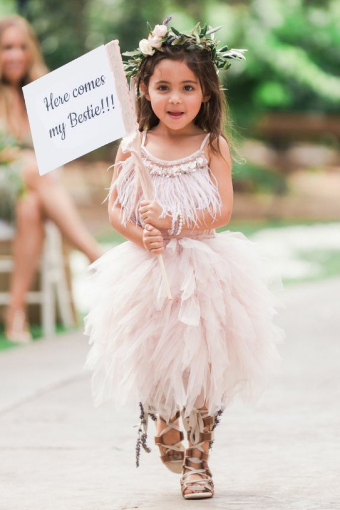unique feather flower girl dresses