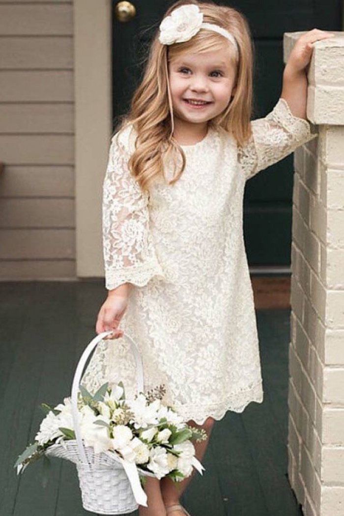 3/4 Sleeve Flower Girl Dress