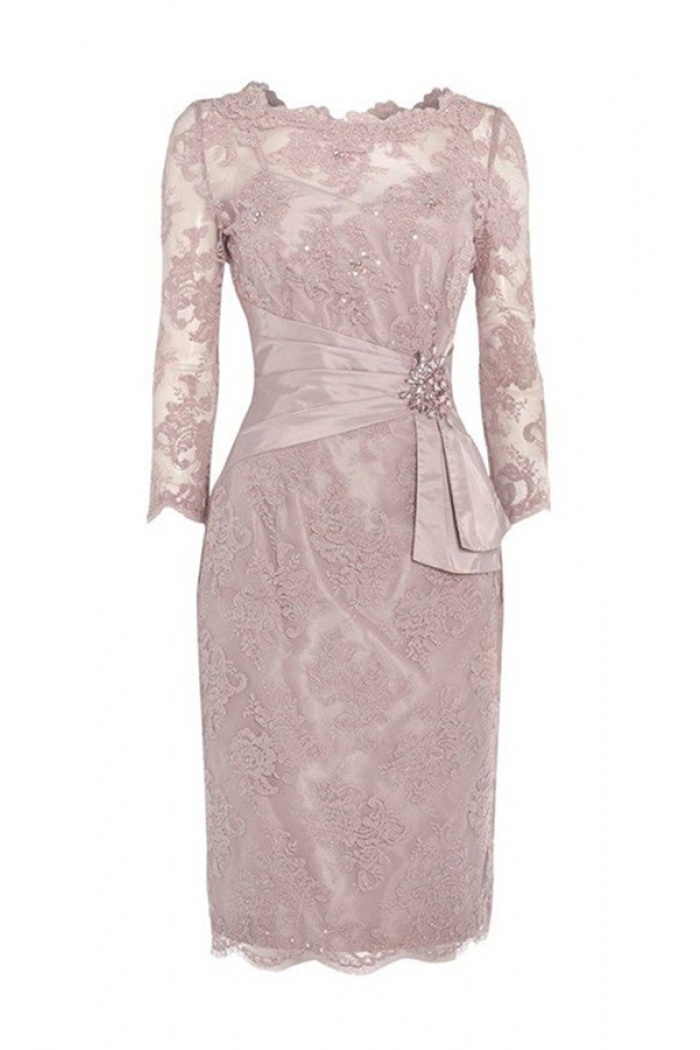 Wheat Lace Mother of the Bride Dress 